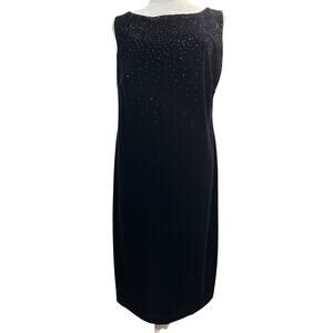 Vintage 90s Robbie Bee Black Glitter Velour Sleeveless Dress Size XL Whimsigoth